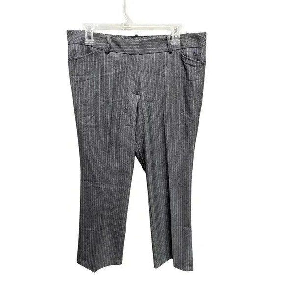 NWT Worthington Women's 12 Modern Fit Trouser Leg Pants Grey Stripes Work Casual - Picture 2 of 8